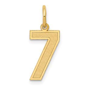 14k Yellow Gold, Jersey Collection, Medium Number 7 Pendant